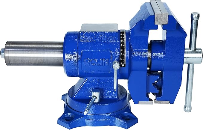 Rolin Vise 5 Inch Multi-Function Vises With Anvil Blue Bench Vise Heavy Duty Tools 360 Degree Swivel Base