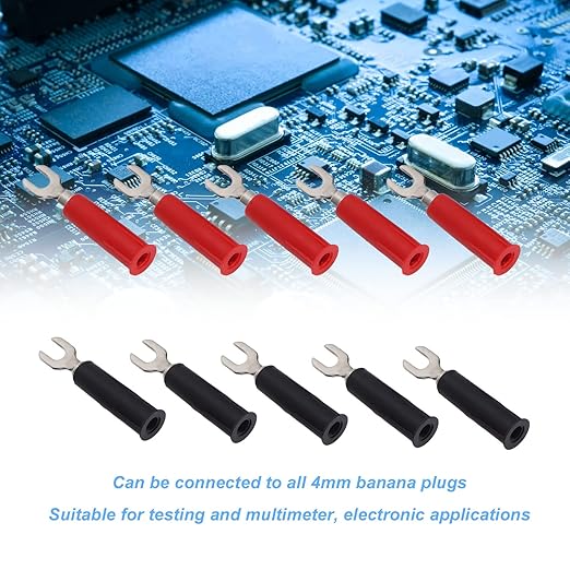 10Pcs 4mm U/Y Type Electrical Crimp Terminals, Banana Plug Adapter Insulated Fork Spade Wire Connector Conversion U Plug Into Banana Jack Adapter Accessories for Banana Plug Multimeter