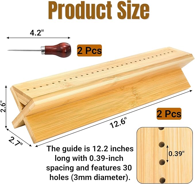 Noamus 2 Pack Bamboo Book Binding Cradle with 2 Awls, Wood Signature Hole Punching Tool Set with Piercing Guide, Portable Bookbinding Supplies Kit for DIY Crafts, Notebook Journals Planners, Starter