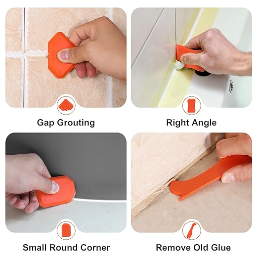 ValueMax Caulk Gun and Caulk Scraper Kit, 10 OZ Silicone Caulking Gun and Remover Tool, 3 in 1 Sealant Finishing Grout Scraper for Bathroom Kitchen Sink Joint, All in One Caulking Tools
