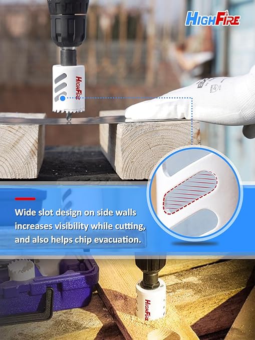 HIGHFIRE 18pcs Bi-Metal Hole Saw Set with Carrying Case, M42 General Purpose 3/4" to 2-3/4" Hole Saw Kit for Hard Metal, Stainless Steel, Iron, Aluminium, Alloys, Plastics