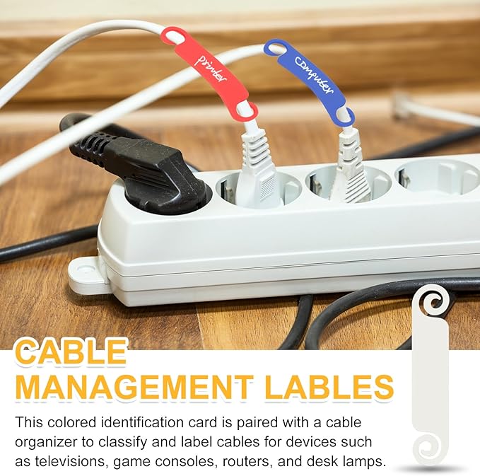 PATIKIL Cable Tags Flexible Cable Management Labels Cord Identification Tags, Wire Cord Markers for USB Computer Phone Charger Power - 100Pcs (White)