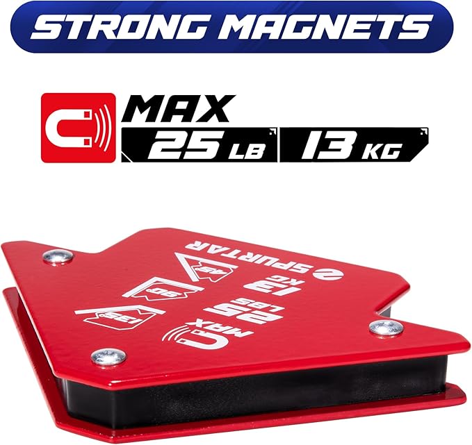 Spurtar Welding Magnets 6pcs 25lbs, Heavy Duty Welding Magnets and Clamps, Strong Magnetic Holder Tools and Accessories, 45, 90, 135 Degree Angle