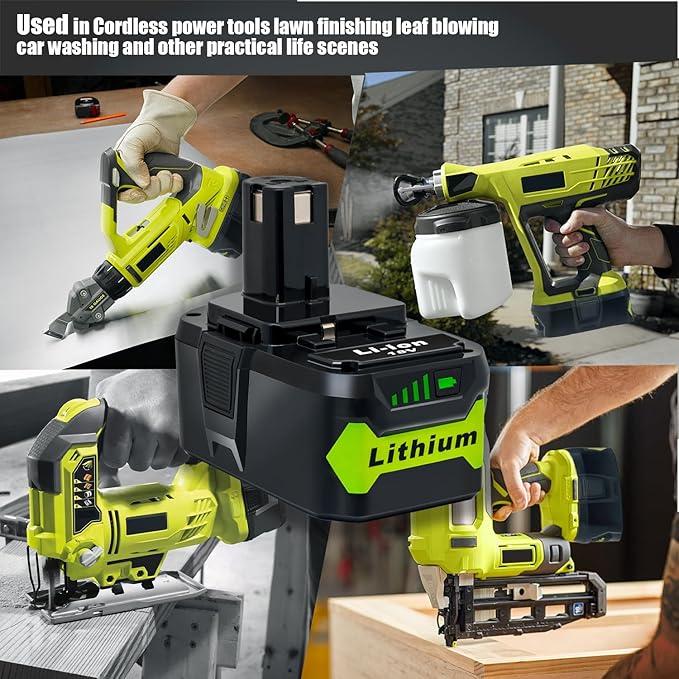 UMMINA 8.0Ah Battery Replacement for Ryobi 18V Lithium Battery Compatible with Ryobi 18 Volt ONE+ Plus P107 P108 P102 P103 P104 P105 P109 P122 Cordless Tools
