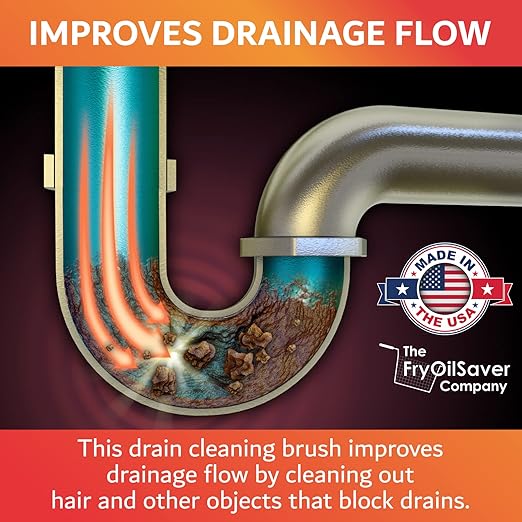 48" Flexible Long Pipe Brush | AC Drain Cleaner Tool | Sink Line Unclogger | Condensate Line Cleaning Brush | Easy Cleaning Flexible Drain Snake for Food, Hair & Clog Removal by FryOilSaver Co. B313C