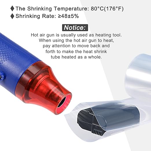 MECCANIXITY Battery Wrap PVC Heat Shrink Tubing 60mm Dia 95mm Flat 33 Feet(10meters) Clear Good Insulation for Battery Pack