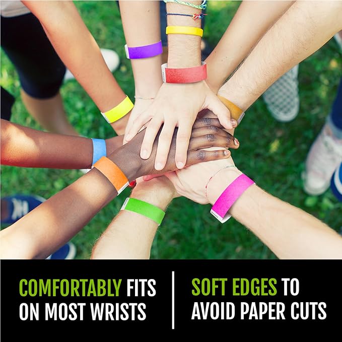 500 WristCo Red, White, and Blue Tyvek Wristbands for Events – Security Cuts & Tamper-Proof Design to Prevent Reuse – Premium-Grade Bracelets for Hospital & Medical ID, Party & VIP Identification