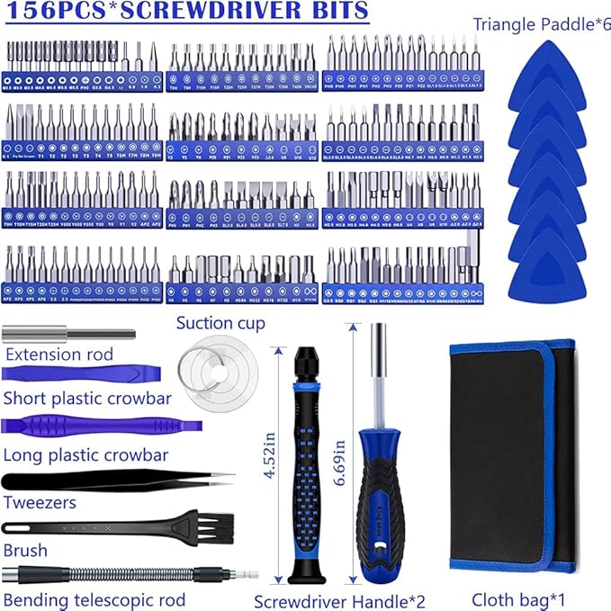 170 in 1 Multifunction Precision Screwdriver Kit, Magnetic Driver Kit with Flexible Shaft, Extension Rod Compatible For Mobile Phone, Game Console, Tablet, Recreational Machines