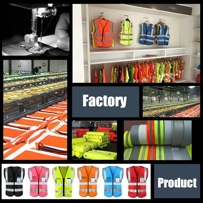 YOWESHOP High Reflective Visibility Safety Vest Custom Your Logo Safety Workwear with Reflective Strips and Pockets