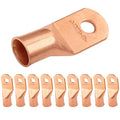 SELTERM 10pcs 4/0 AWG (XL) - 3/8" Stud - Heavy Duty Wire Lugs, Ring Terminals, Battery Cable Ends, 0000 Gauge Terminals, UL Bare Copper Eyelets Electrical Terminal Connectors