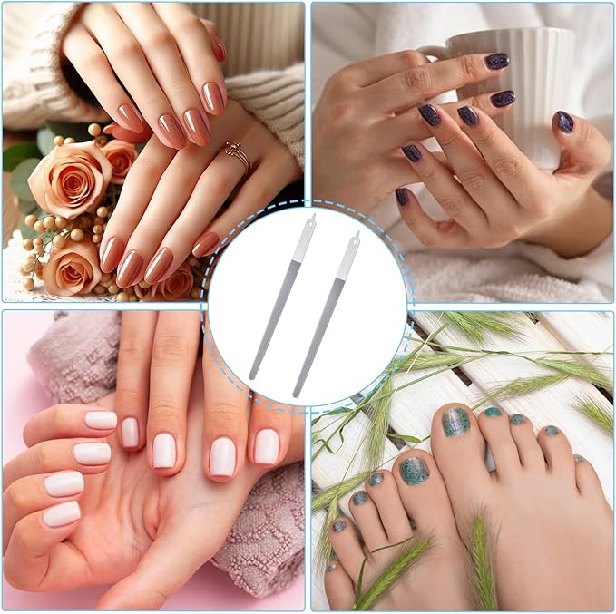 4 Pcs Diamond Deb Nail File Metal Nail File with Sharp Pointed Tip, Stainless Steel Nail Filer Metal Nail Files for Natural Nails Double Sided Manicure Pedicure Toenails Tools for Salon Home (Small)