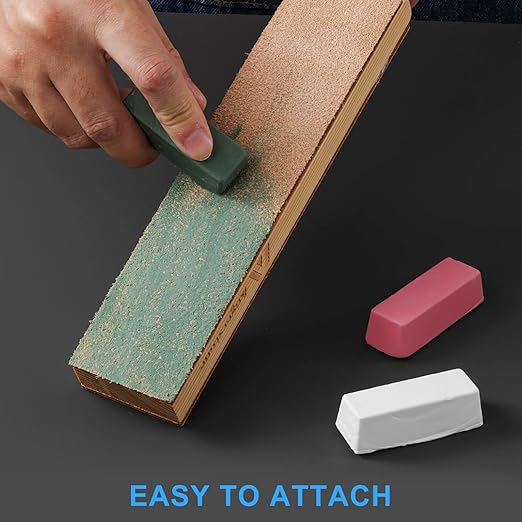 Angerstone Metal Polishing Compound Kit- Stropping Compound for Leather Strop, Buffing Compound(3-Pack, Total 4 Oz), Green White Red Buffing Bar