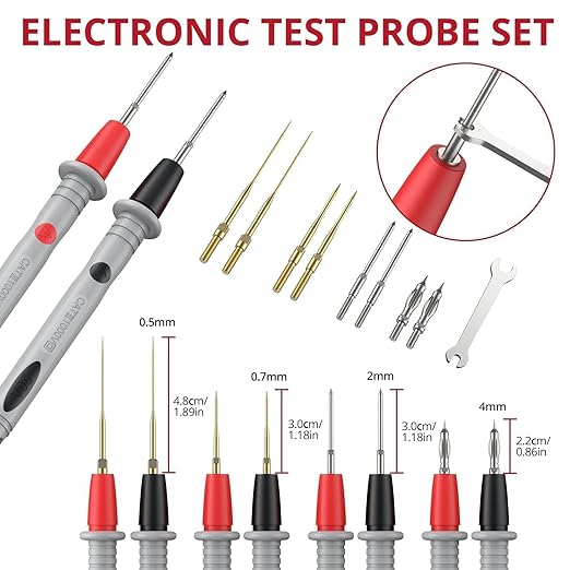 BINTA 25-Piece Silicone Multimeter Leads Kit CAT Ⅲ 1000V 20A with Replaceable Test Probes 4PCS Large/Medium Alligator Clips Tweezer, Professional Leads Kit for Industrial Car Home Electrical Testing