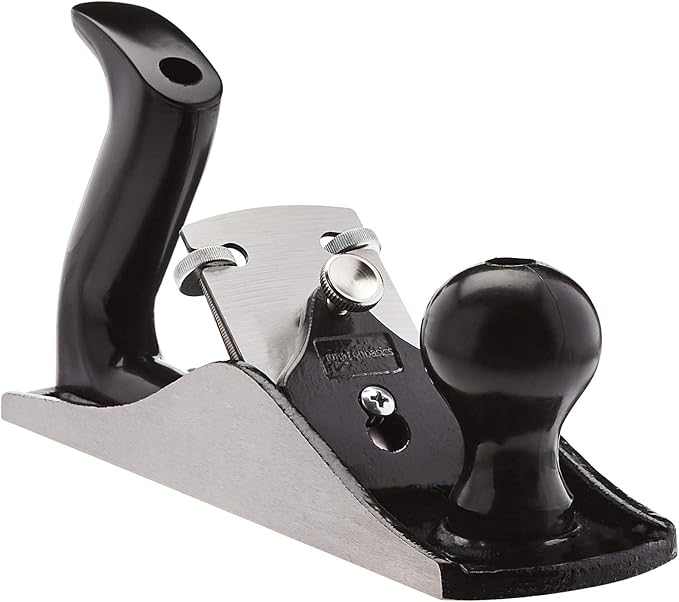 Amazon Basics Woodworking Hand Planer - No.4 Adjustable Bench Plane with 2-Inch Blade for Wood Smoothing, Grey/Black