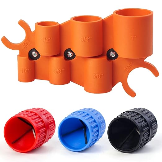 Pipe Deburring Tool with 1/4''-1'' Depth Gauge and 1/8'' to 1-5/8'' Inner Outer Reamer for Copper/PVC/PPR/Brass/CPVC/PE-RT/Aluminum Pipe - 4 Pack