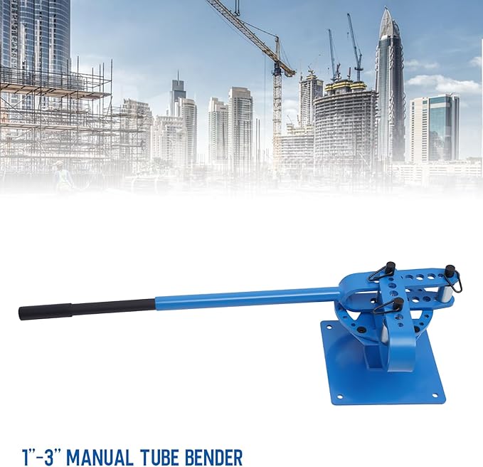 Manual Metal Bender, Manual Tube Bender Pipe Bending Tools with 7 Bending Dies 1'' - 3'' Radius Round Square Bar Metal Bender for Construction Site Auto Repair