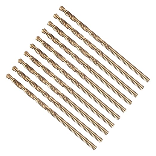 Drill Bit, #32 Cutting Diameter, 4341 HSS Gold Finish 118° Cutting Angle Number Jobber Bits - (Applications: for Drilling Soft Metal Plastic Wood), 10-Pieces