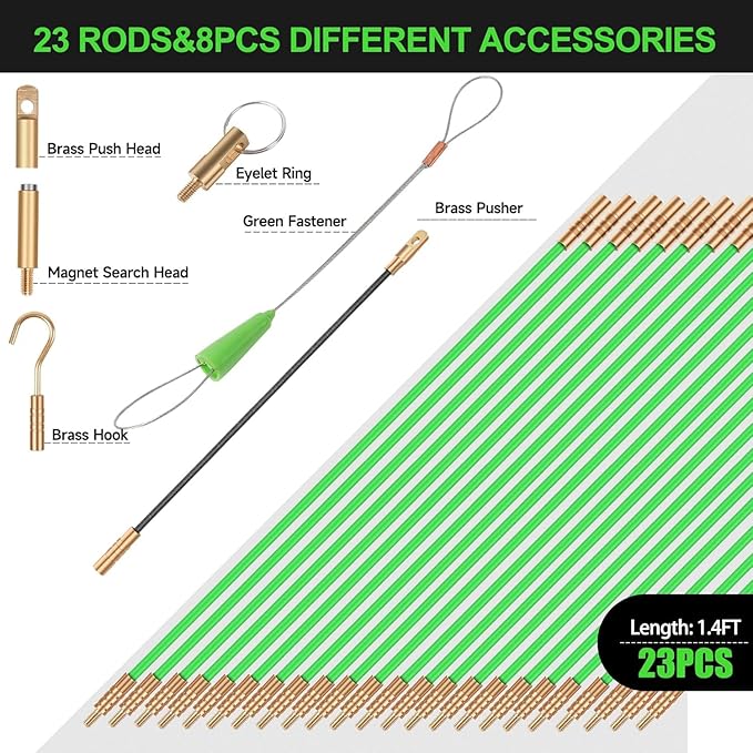 Fiberglass Running Electrical Wire Cable Glow Rods Wire Pulling (32FT)