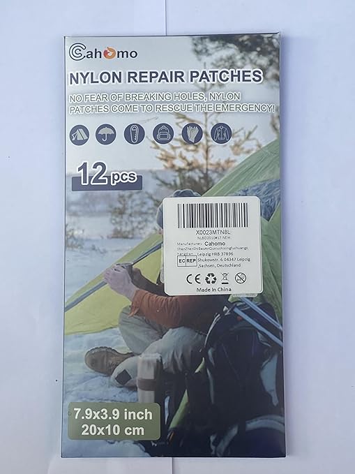 7.9x3.9 inch 12 PCS Nylon Repair Patch Nylon Repair Tape Self Adhesive Fabric Tapes Outdoor Camping Gear Fabric kit for Tent, Umbrella, Down Jackets, Sleeping Bag, Knapsack（Light Brown）