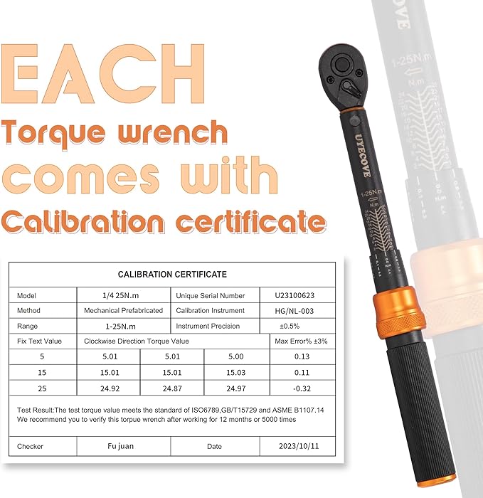 1/4-Inch Drive Click Torque Wrench Set, 33Pcs Bike Torque Wrench (1-25 N.M/10-222.5IN.LB), Bike Torque Wrench Set with Extension Bar for Bicycle Maintenance