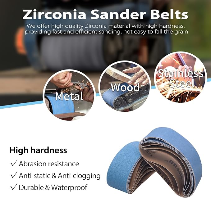12 Pack 3 x 18 Inch Zirconia Sanding Belts, 3x18 Belt Sander Sanding Belts, 3 Each of 40/60/80/120 Grits Belt Sander Paper Assortment for Metal Wood