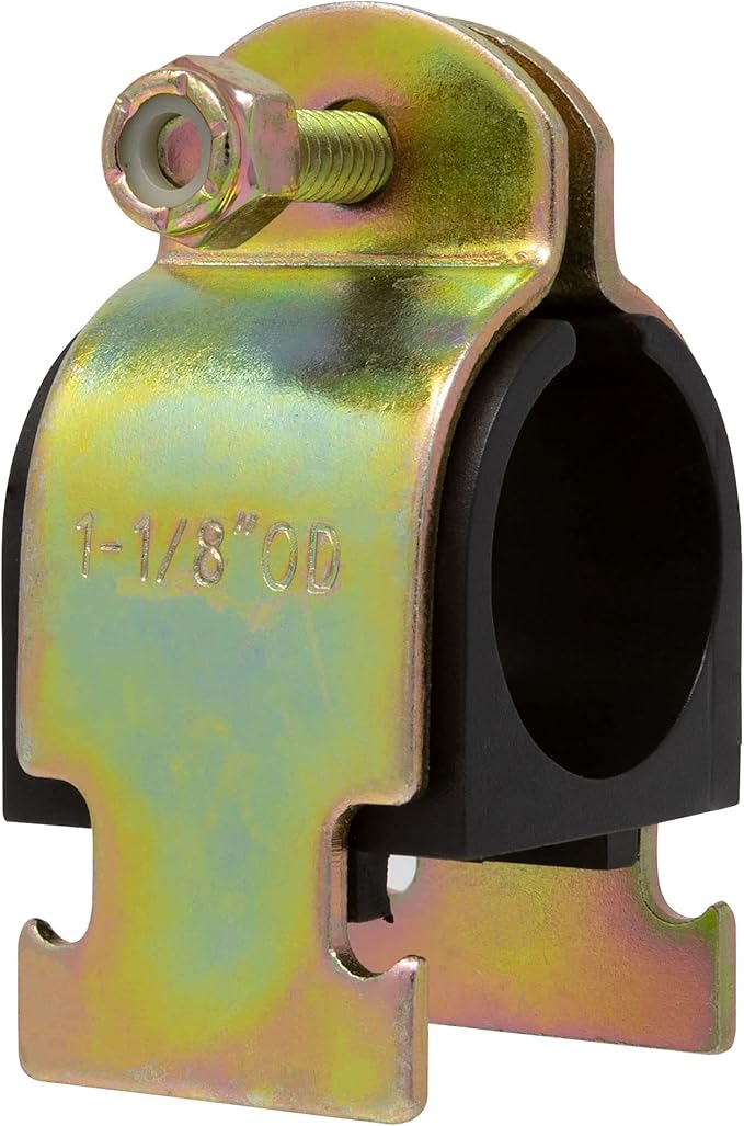 Rubber Cushion Strut Clamp 1" NOM (1-1/8" OD) for Mounting Copper Piping, PEX Pipe, CVPC Tubing to Strut Channels [5 Pack] Yellow Zinc Chromate
