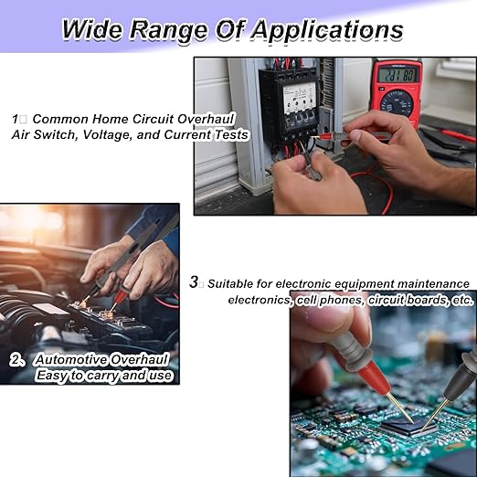 Professional Multimeter Test Leads 1000V 20A, 40.5in, Test Leads Kit, Ultra-Sharp Gold-Plated Probes, Silicone Meter Leads for Fluke, AstroAI, Klein Multimeter & Automotive Testing (Upgraded)