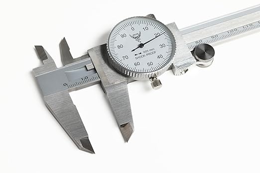 PEC Dial Caliper 0-150mm, Stainless Steel Precision Measuring Tool with Shock-Proof Dial, High Accuracy ±0.01mm