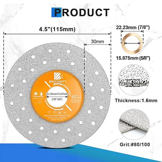 Rock Slab Grinding Disc - 4.5 inch Glass Cutter Disc (5pcs), Granite Cutting Disc, Diamond Grinder Wheel for Rock Slab, Stone, Tile, Marble, Granite, Glass Diamond Cutting Discs