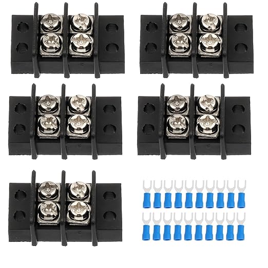2 Circuits 2 Positions Terminal Block 20-30A 200-450V Dual Row Screw Terminals Strip with 20 PCS Heat Shrink Wire Fork Connectors(Pack of 5pcs)