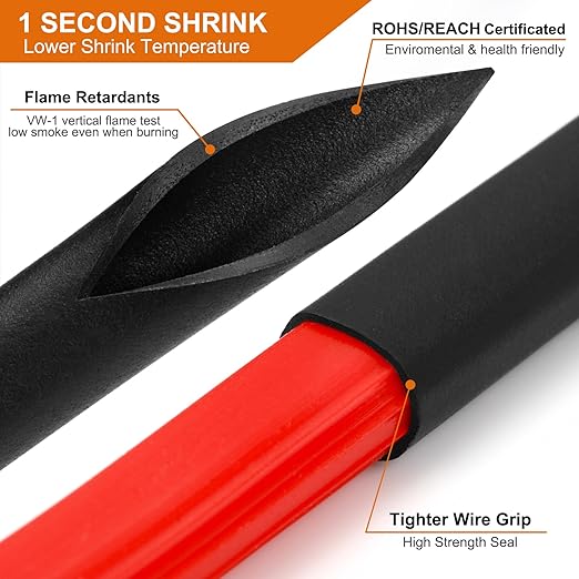 Chanzon 40 Sizes Extra Long Heat Shrink Tubing Assorted Kit UL Listed 2:1 Ratio (1mm-20mm diam) Multi Color Black White Red Blue Clear Yellow Sleeving Wrap Shrinking 2 to 1 Assortment 172 pcs