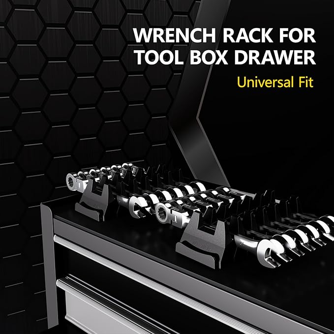 48PCS Magnetic Modular Wrench Organizer Set - Tool Drawer Storage Rack with Metric & SAE Labels, Wrench Holder with Magnet, Perfect Tool Gift for Men, father, boyfriend, DIYers & Mechanics (Blue)