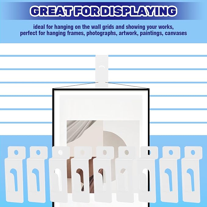 30Pcs Slatwall Utility Notch Hooks, Slat Wall Picture Display Hooks Hanger Panel Shelf Pegboard Slatwall Accessories for Photo Frame Painting Arts Hanging Home Office (White)