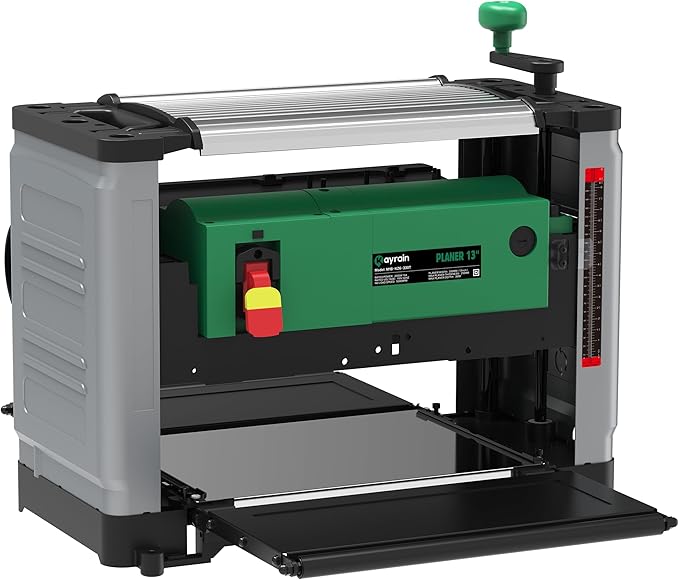 13'' Benchtop Planer 15A 2000W - HSS Double-sided Blade & 85% Dust Collection, 0.008'' Precision, 3-Yr Warranty for Hardwood/Softwood