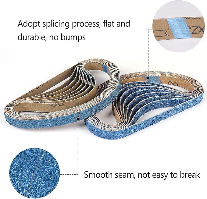 1/2 x 18 Inch Sanding Belts 120 Grit, 32PCS 1/2" x 18" Zirconia Sanding Belts for Belt Sander, 1/2 by 18 Inch Sanding Belts for Air Belt Sanders, Wood Working, Metal Polishing, Derusting, 32-Pack