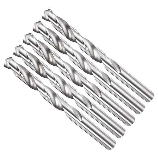 Drill Bit, 12.5mm Cutting Diameter, 4241 HSS 118° Cutting Angle Uncoated Bright Versatile Jobber Bits - (Applications: for Drilling Plastic Wood Soft Metal), 5-Pieces