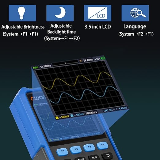 HDS242 Oscilloscope, 40MHz Bandwidth 2CH Handheld Oscilloscope Multiumeter 2 in 1 Digital Oscillograph for Electronic Measurement, Circuit Design or Test