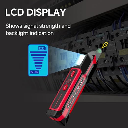 NOYAFA NF-824 Rechargeable Circuit Breaker Finder with LCD Display & GFCI Outlet Tester, 90-230V AC Circuit Breaker Finder Tool, NCV Electrical Circuit Tracer, Adjustable Sensitivity, Flashlight