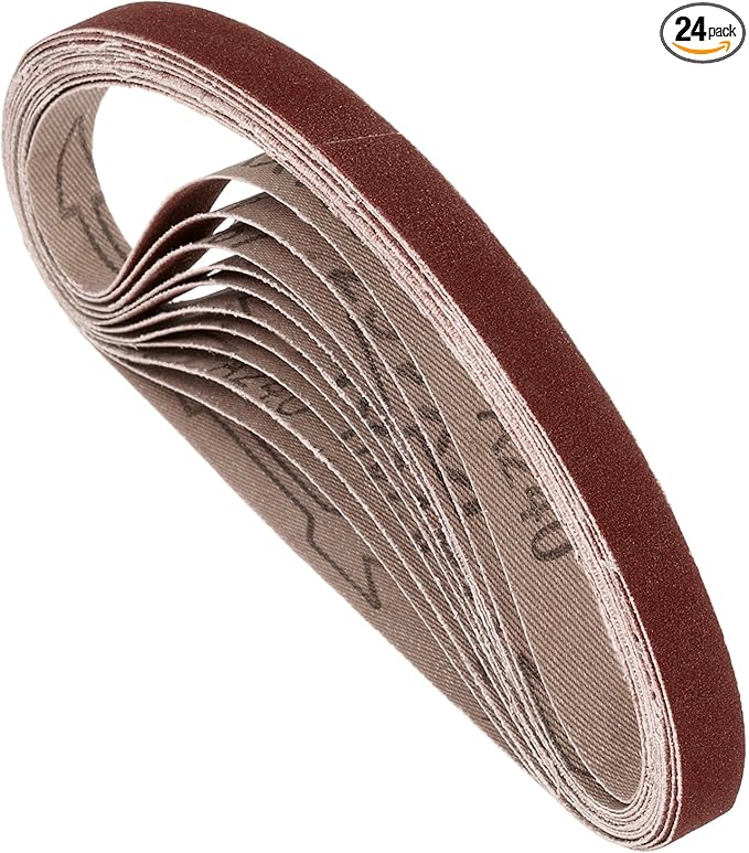 24 Pcs Sanding Belts 3/8 x 13 Inch 240 Grit Aluminum Oxide Abrasive Sandpaper for Belt Sander Metal Grinding Wood Working Weld Rust Removal