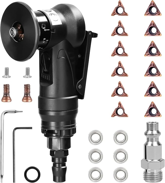Pneumatic Chamfering Tool, Mini Chamfering Deburring Tool For Metal Beveling Machine Pneumatic Edge Beveler for Metal Trimming, Arc Corner Deburring Linear Beveling Trimming (Black)