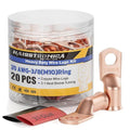 haisstronica 10pcs 2/0 AWG - 3/8"(M10) Battery Cable Lugs, Heavy Duty Copper Wire Lugs with 10pcs 3:1 Adhesive Heat Shrink Tubing, 00 Gauge Copper Lugs, Battery Terminal Connector, Battery Cable Ends