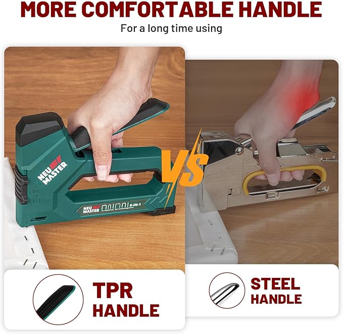 NEU MASTER 6-in-1 Staple Gun, Upholstery Stapler with 4000 Counts Staples, Staple Gun Heavy Duty for Wood, Fixing Material, Decoration DIY, Carpentry, Furniture
