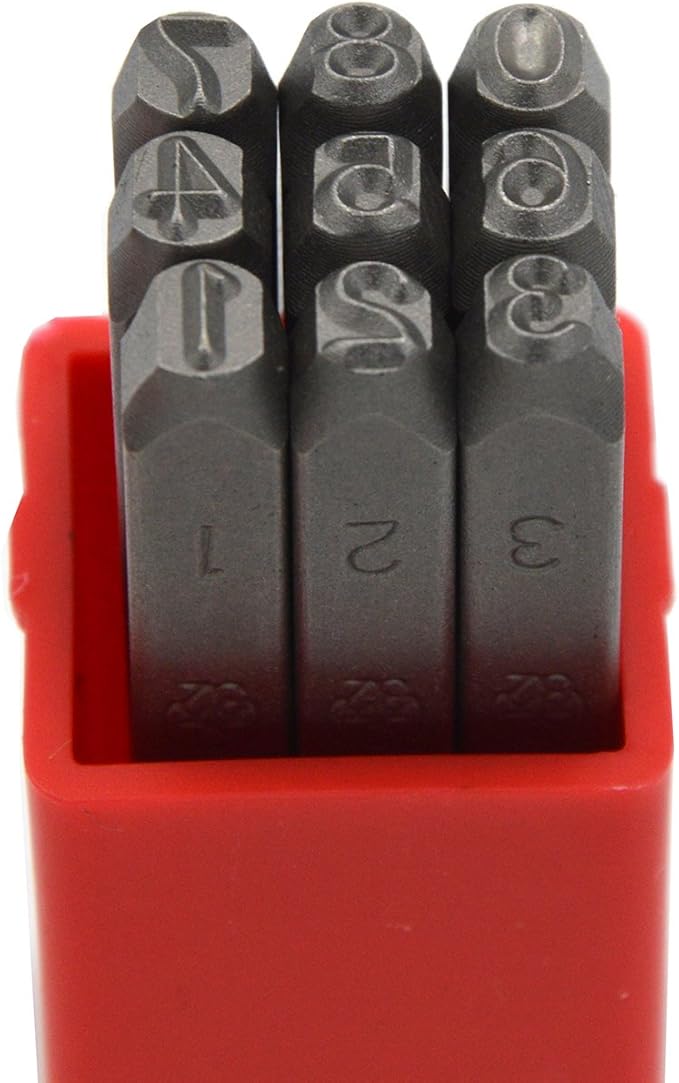36pcs Heavy Duty Carbon Steel Uppercase Letters and Numbers 5/32 4mm Hand Stamp Alphabet Punch for Stamping Jewelry Steel Sheet Crypto Metal Plate Mold Die Making