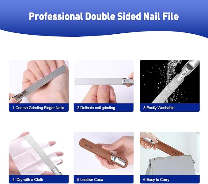 Stainless Steel Double-Sided Nail Art File - Mini Travel Nail File Suitable for Both Men and Women