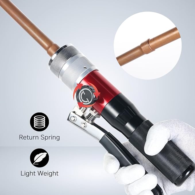 Tube Expander Swaging Tool Kit Hydraulic HVAC Copper Expansion Compact Set with 11 Heads Expanding from 3/8 to 1-5/8 Inch, Includes Tube Cutter and Deburrer