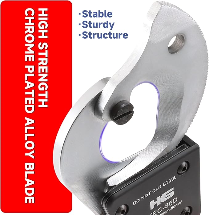 HKS Ratchet Cable Wire Cutter Heavy Duty for Cutting Electrical Aluminum Copper and Multi-core Cables up to 300mm² YEC-36D Chrome-plated VER