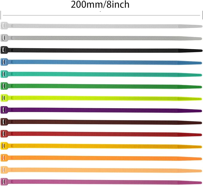 XINGO 100PCS 8 inch Orange Cable Zip Ties Heavy Duty, Premium Nylon Plastic Wire Ties with 50 Pounds Tensile Strength, Self-Locking Black Nylon Zip Ties for Indoor and Outdoor