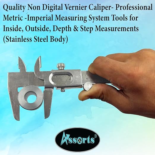 Quality Non Digital Vernier Caliper- Professional Metric -Imperial Measuring System Tools for Inside, Outside, Depth & Step Measurements (Stainless Steel Body)