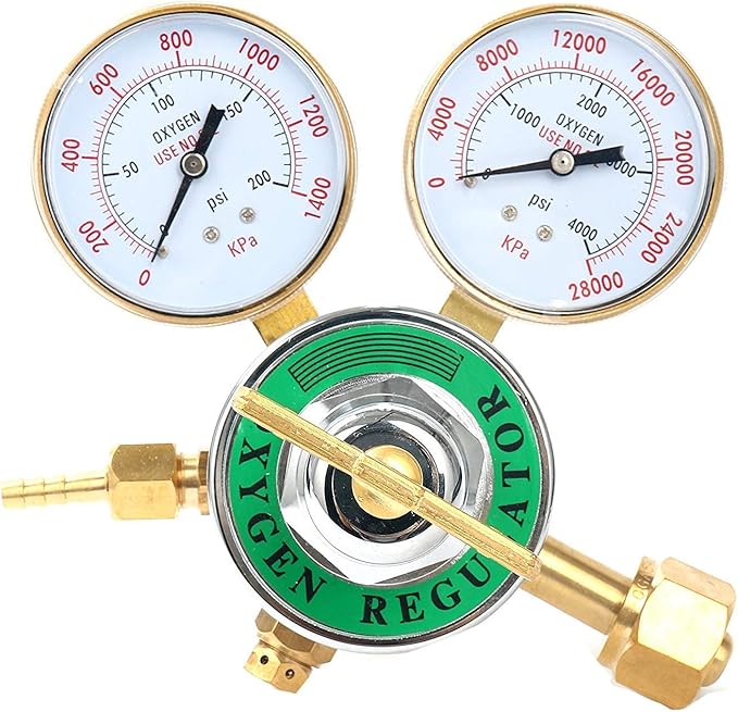 Welding Gas Welder Oxygen Regulator Large Tank Gauge Cutting Torch Regulator Outlet 0-200PSI Inlet 0-4000PSI CGA 540