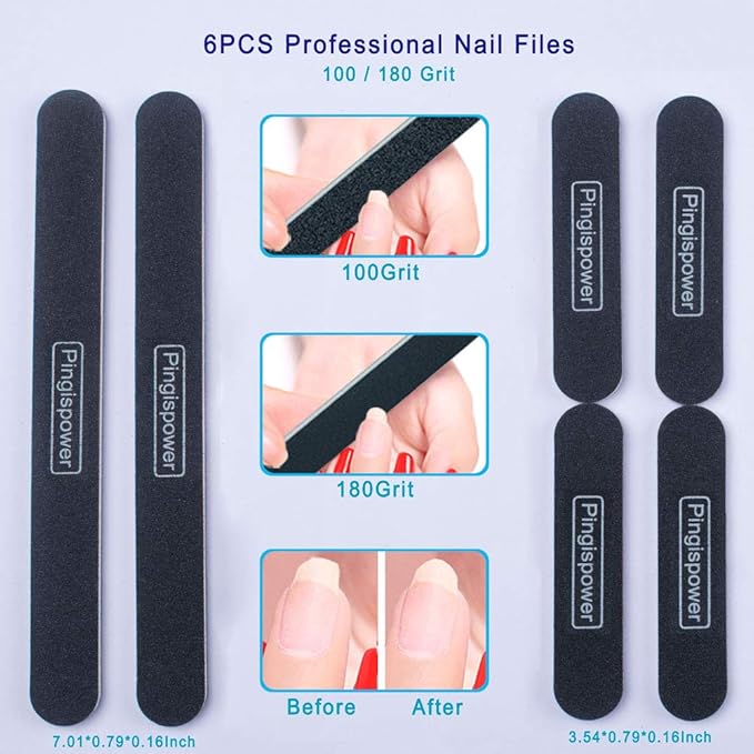 Nail Files and Buffers, 20PCS Professional Nail File & Nail Polishing Buffer Block for Natural Nails, 100/180 & 600/3000 Grit Reusable Manicure Kit for Women, Travel Home and Salon